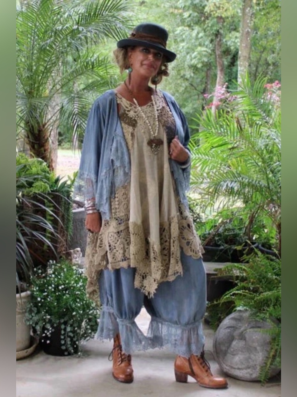 NWT Jaded Gypsy Alluring Romance Jacket & Bloomers SET in Chambray - Picture 2 of 4
